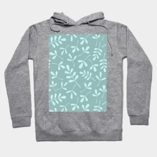 Assorted Leaf Silhouettes Lt on Mid Teal Hoodie